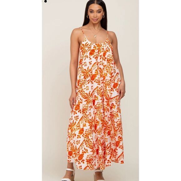 Pinkblush by En Crème Orange Floral Sleeveless Maxi Dress NWT Size Small - Picture 8 of 8